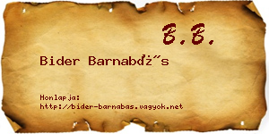 Bider Barnabás névjegykártya
